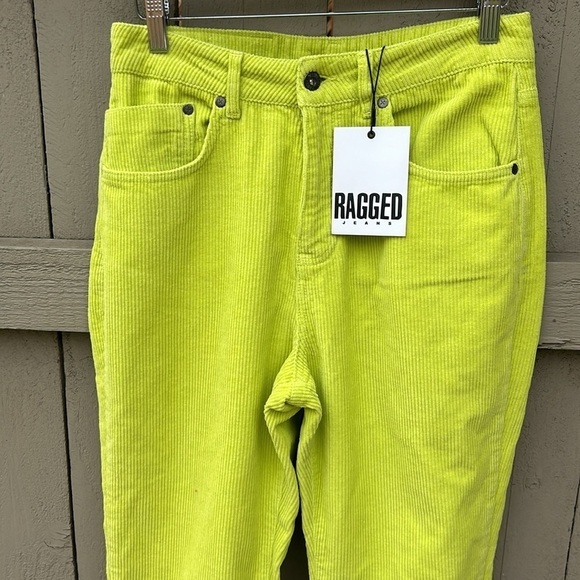 NWT The Ragged Priest Corduroy Jeans Neon Yellow Festival Rave Punk Sz 30 - Picture 2 of 7
